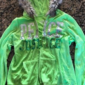 Justice girls light green sweatsuit. Size 14